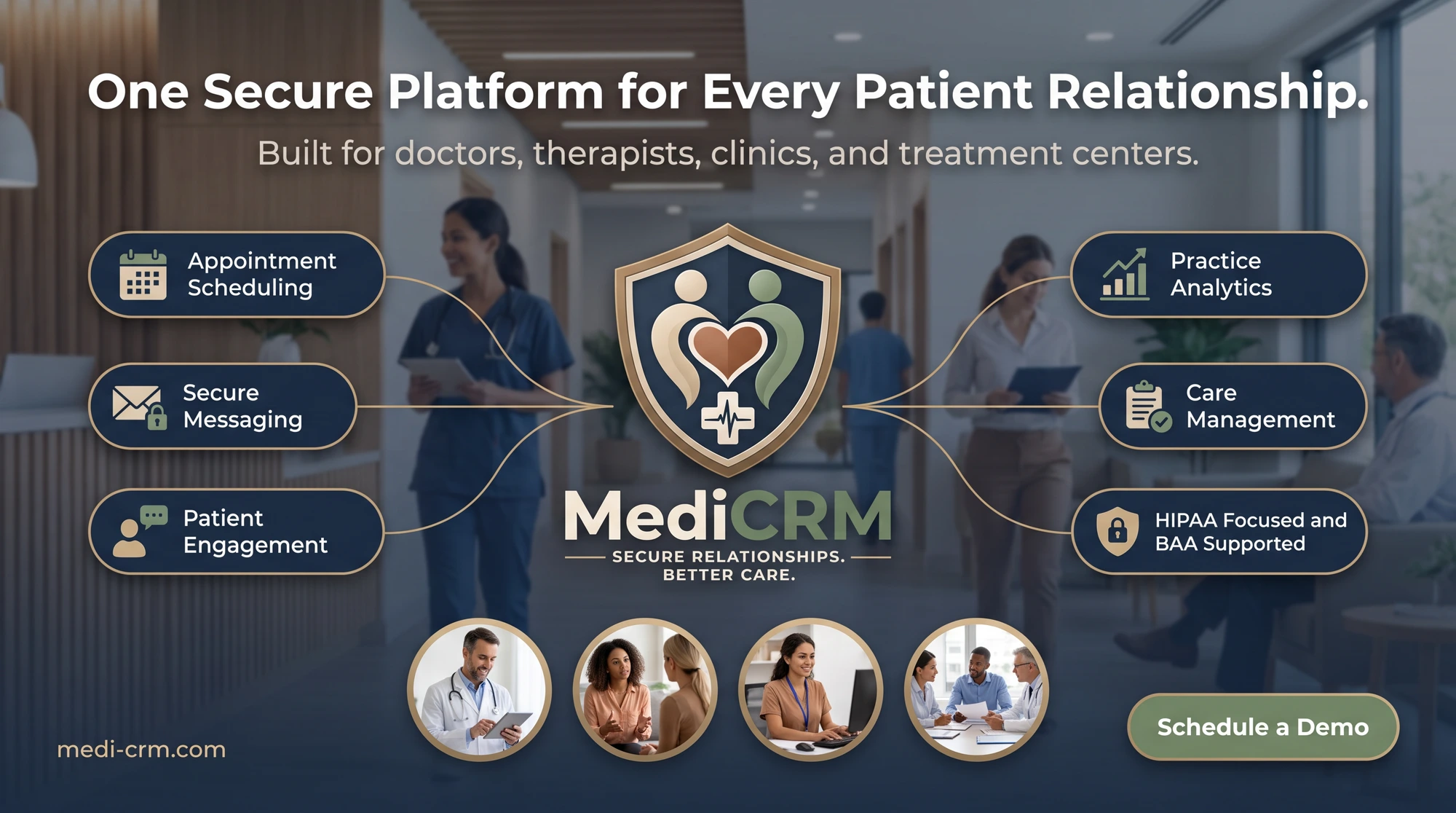 MediCRM — One secure platform for every patient relationship.